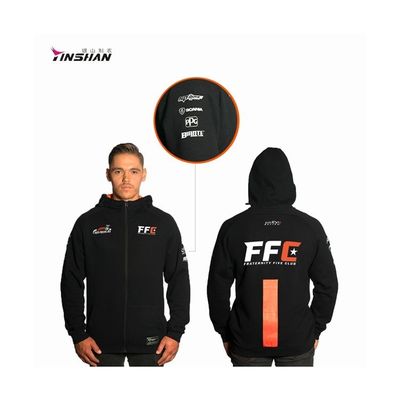 Custom Design Blank Black Streetwear Oversized Zip Men Stripe Racing Team Men Gym Hoodie