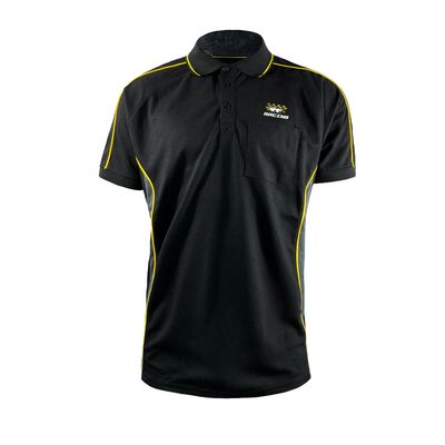 Men's F1 Car Racing Suit Custom Logo Racing Shirt in Breathable Black Knitted Fabric