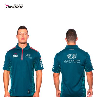 Customized Logo Sports Zip Up Polo Shirt for Auto Racing Wear Cotton/Polyester Sample