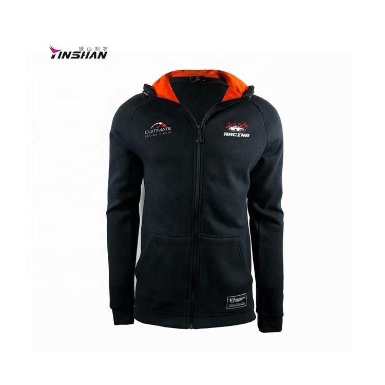 Custom Design Blank Black Streetwear Oversized Zip Men Stripe Racing Team Men Gym Hoodie