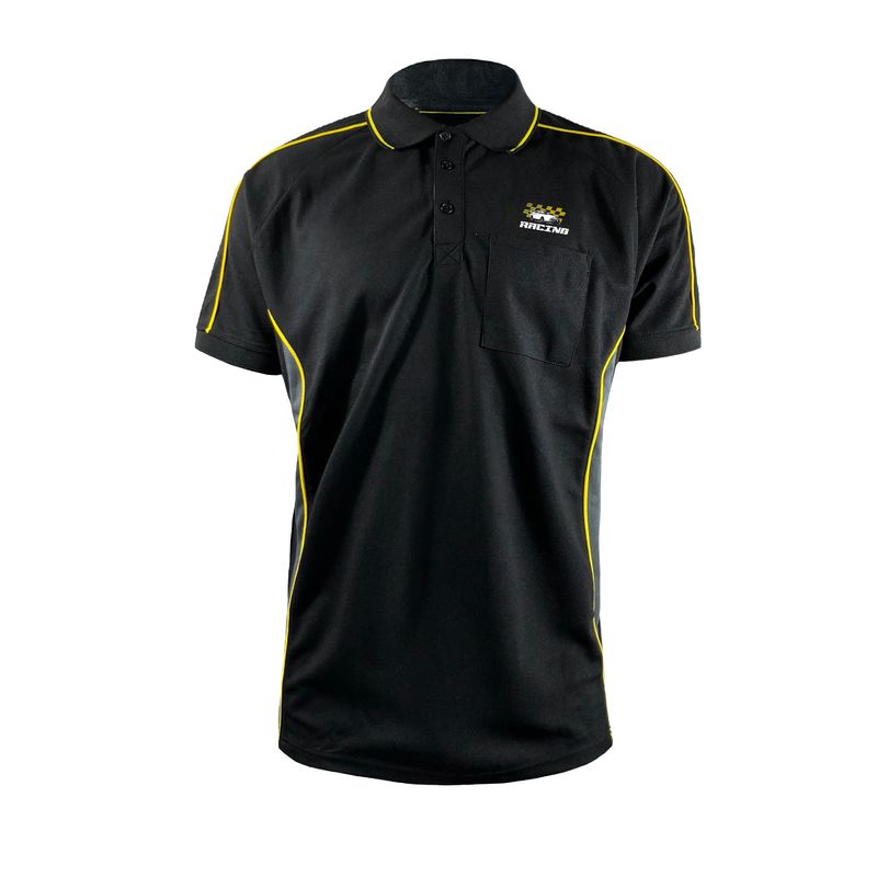 Men's F1 Car Racing Suit Custom Logo Racing Shirt in Breathable Black Knitted Fabric