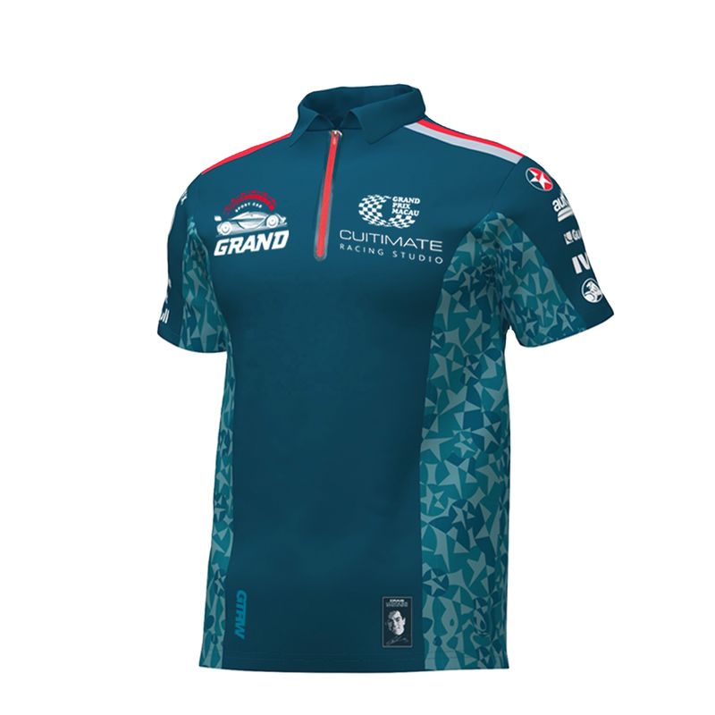 Customized Logo Sports Zip Up Polo Shirt for Auto Racing Wear Cotton/Polyester Sample