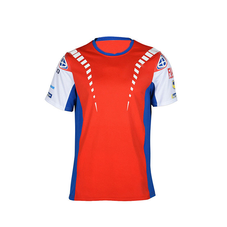 Sportswear Wicking Breathable Red Custom Logo Cotton Spandex Golf Tee Shirt for Adults
